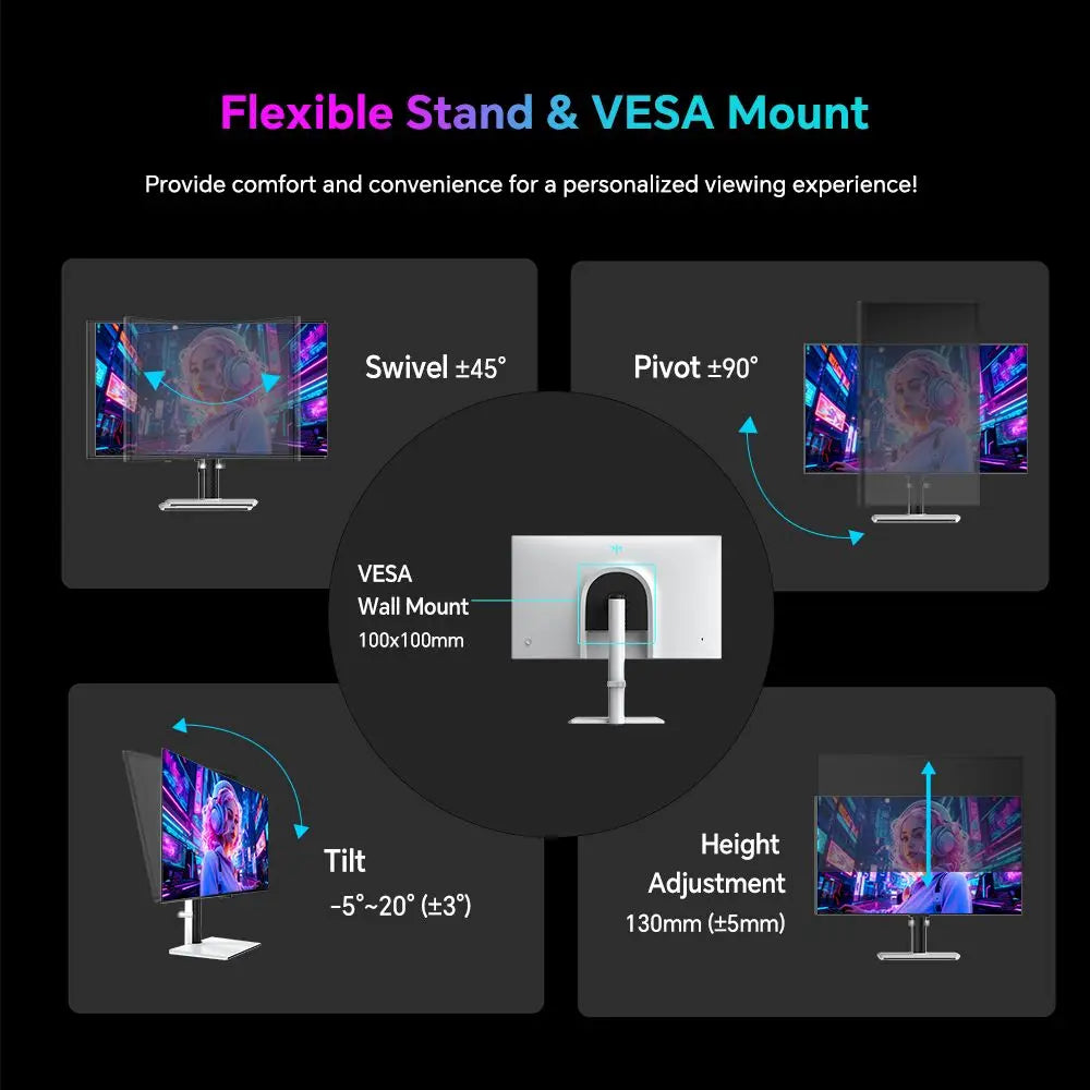 KTC H27T6 Flat Fast IPS QHD 2560*1440 @ 200Hz Overdrive to 210Hz, 1Ms GTG Response Time, 450 cd/nationwide, 27 "2K Gaming Monitor Dual Speakers flexible Stand VESA Mount, Advanced Adaptive Sync & HDR400 Supported