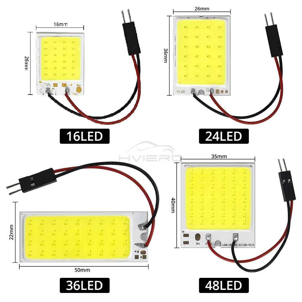 T10 C5W Car Led Cob 16/24/36/48SMD White Parking Bulb Auto Interior Reading Panel Lamp Super Bright Festoon License Plate Lights