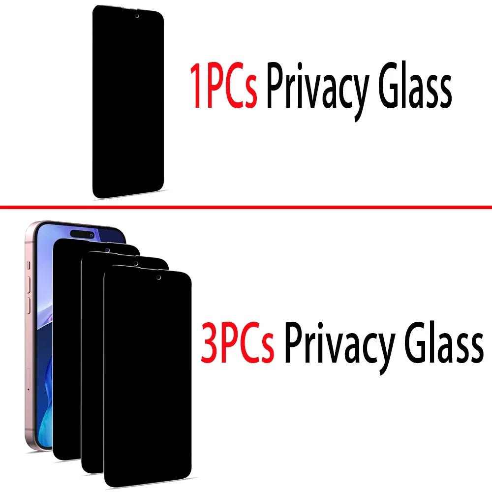1~3PCS Anti Spy Tempered Glass For iPhone 17 17e 16e 16 15 Pro Max Privacy Screen Protector iPhone 15 14 Plus 13 12 11 Pro Max Antiespia Pelicula de Cristal Templado iPhone 17 Pro Max anti-peeping Protective Film