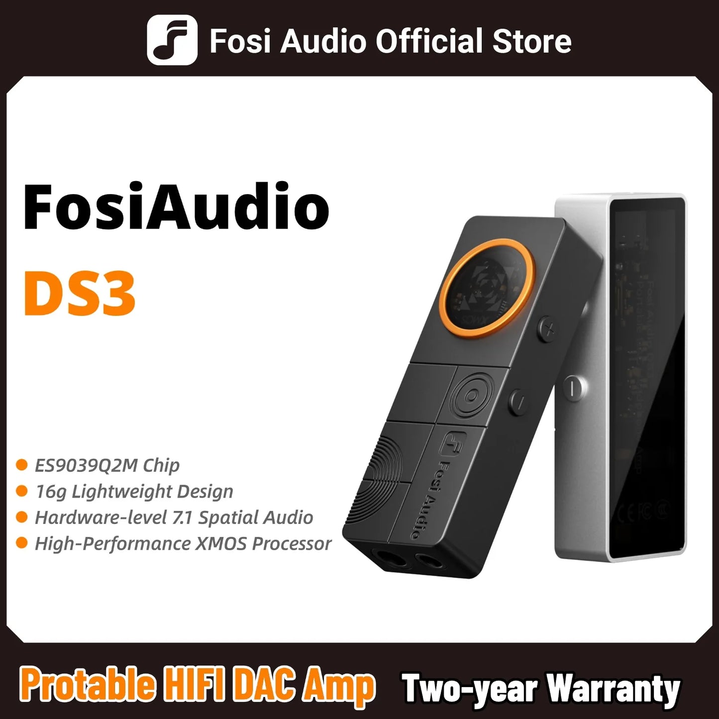 Fosi Audio DS3 DAC Amp Portable HIFI Headphone Amplifer  XMOS XU316 DSD512   dongle dac 4.4mm Balanced/3.5mm Jack