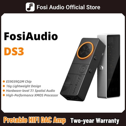 Fosi Audio DS3 DAC Amp Portable HIFI Headphone Amplifer  XMOS XU316 DSD512   dongle dac 4.4mm Balanced/3.5mm Jack