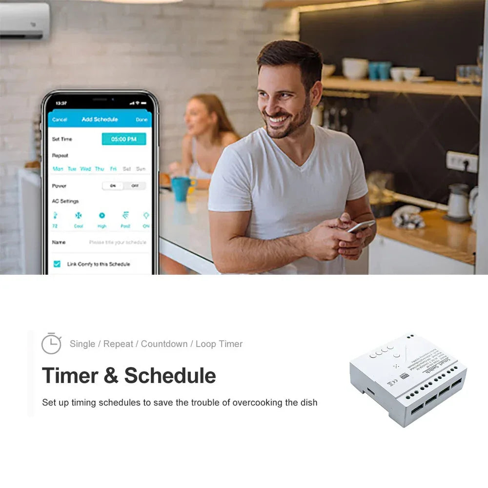 Tuya Smart Home 4CH Relay Module AC/DC 7-32V AC 220V 10A Wifi Switch 4 Channels RF433 Receiver Work With Vioce Alexa Google Home