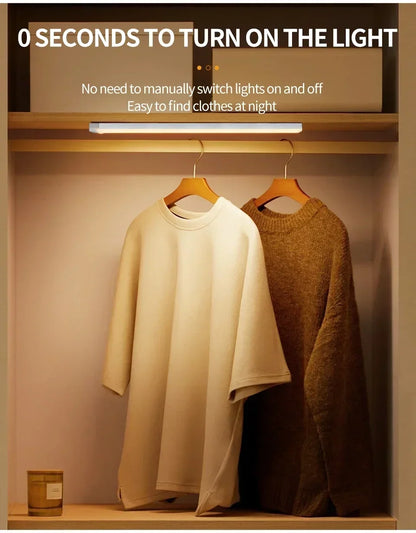 LED Long Strip Body Sensor Night Light Desk Reading Light Cabinet Bedside Bathroom Cool/Warm Light Rechargeable Magnetic Light