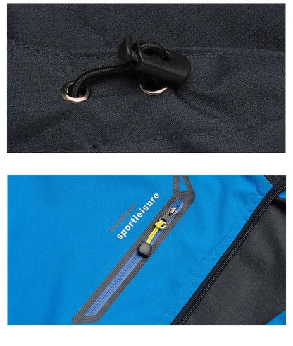 Men's Autumn Hiking Jacket Hooded Removable Waterproof Lightweight Rain Coat Trekking Outdoor Camping Casual Sportswear
