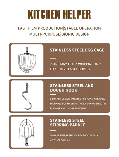 High-Authority Electric Planetary Mixer Multifunctional Steel Stand Mixer Kitchen Household Use Food Mixers