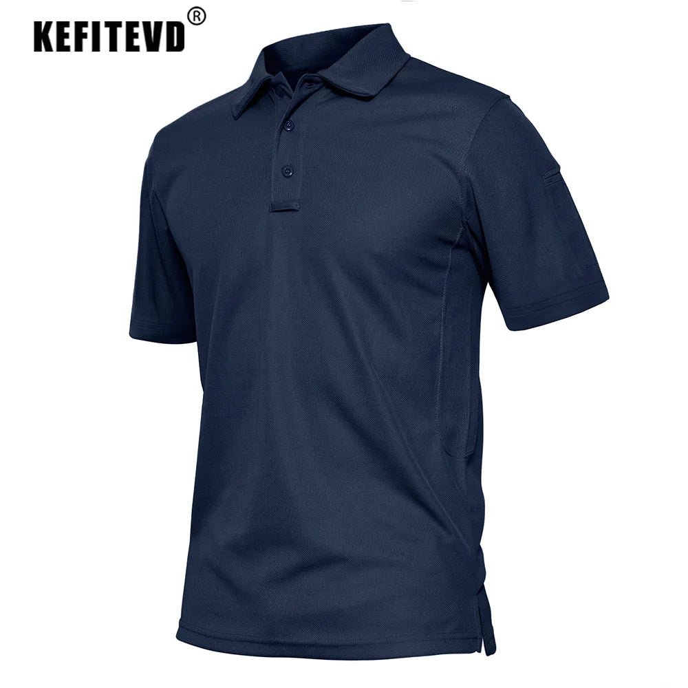 KEFITEVD Summer Golf T-shirts Men's Short Sleeve Quick Drying Polo Shirt Lightweight Outdoor Hiking Camping T-shirts Tee Tops