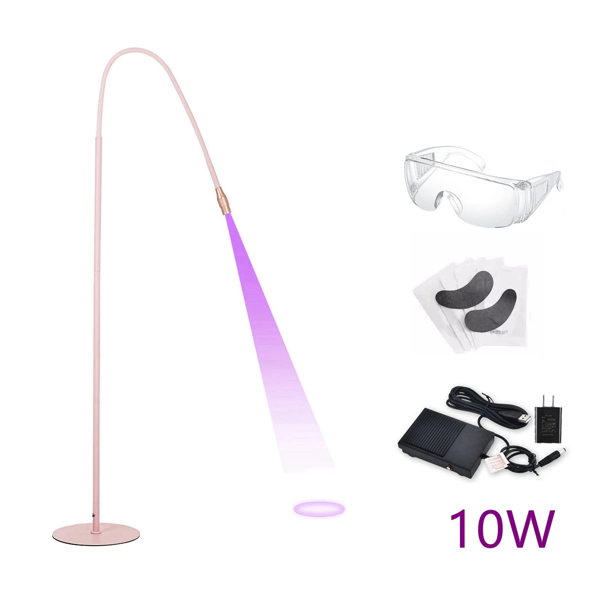 10W UV Lash Lamp Floor with Foot Switch False Eyelash Extension Nail Dryer Grafting Glue Fast Curing Light