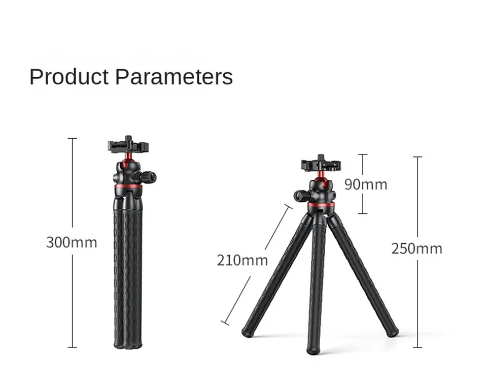 FGCLSY 2025 Flexible Octopus Tripod for iPhone smartphone Camera DSLR 2in1 Design With Phone Holder Side Cold Shoe 1/4'' Screw