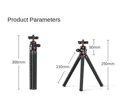 FGCLSY 2025 Flexible Octopus Tripod for iPhone smartphone Camera DSLR 2in1 Design With Phone Holder Side Cold Shoe 1/4'' Screw