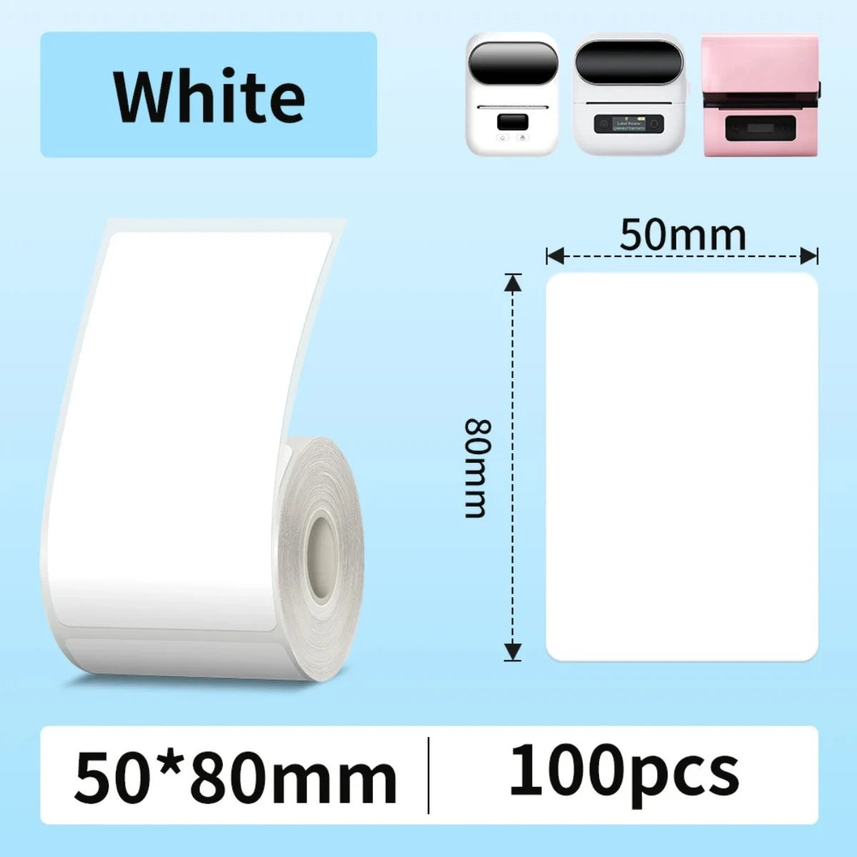 Durable 50x80mm Circle Thermal Paper - Phomemo M110 Printer Compatible Stickers
