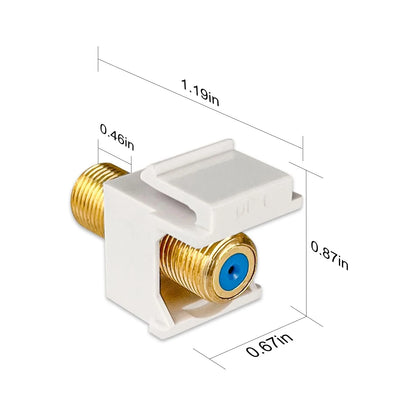 ZoeRax 10-Pack Coaxial Keystone Jack Insert, Gold-Plated RG6 Keystone Jack Insert F-Type Keystone Connectors