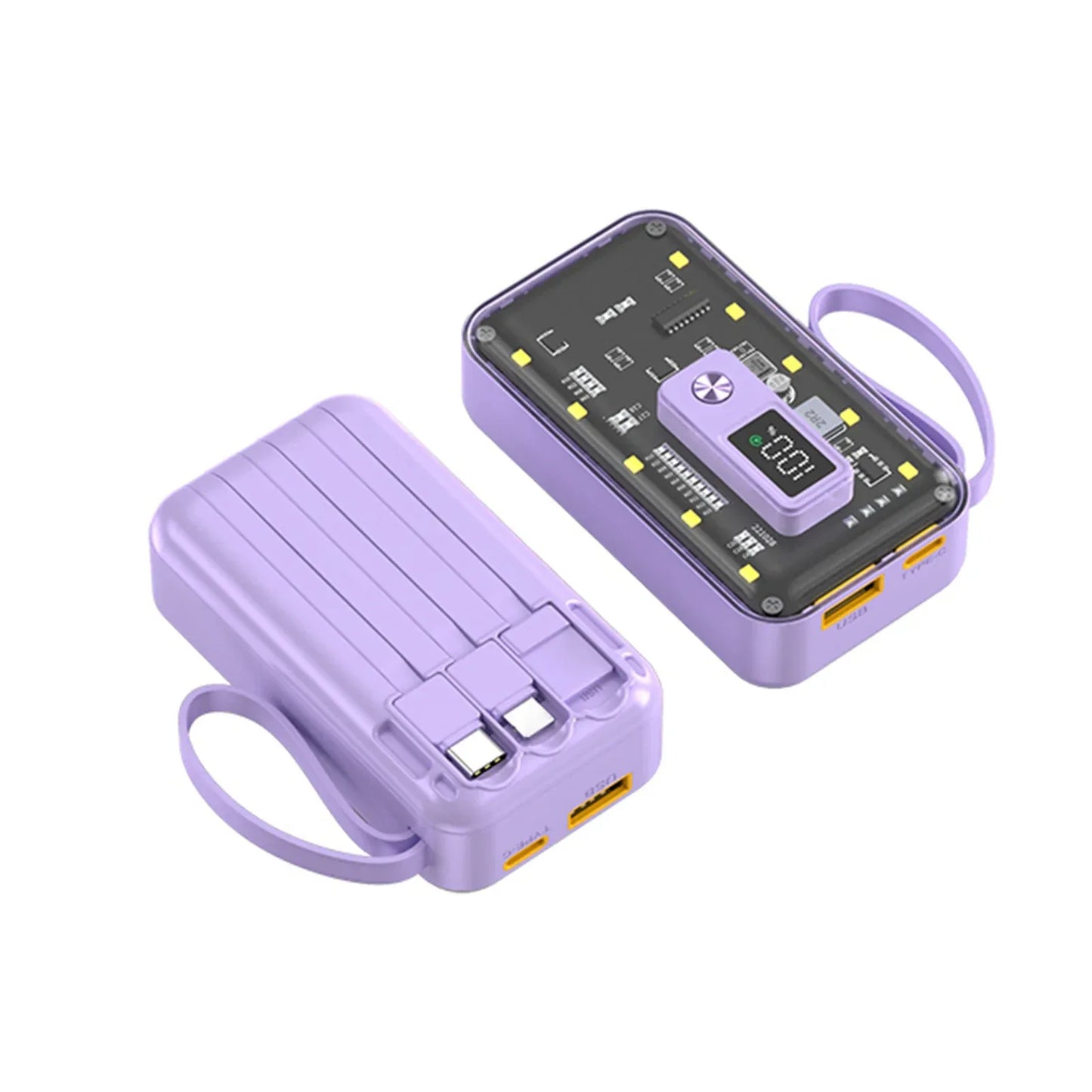 Transparent Mini Power Bank Kit Portable Fast Charging For21700 DIY Kit And Has Future Shape Is violet Battery not Included