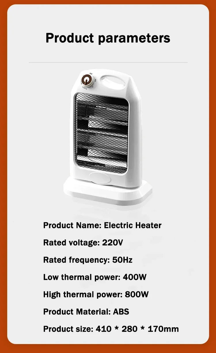 DMWD Electric Heater Portable Quartz Tube Heating Machine Bedroom Office Small Sun Heater Winter Warmer Thermal Heating Radiator