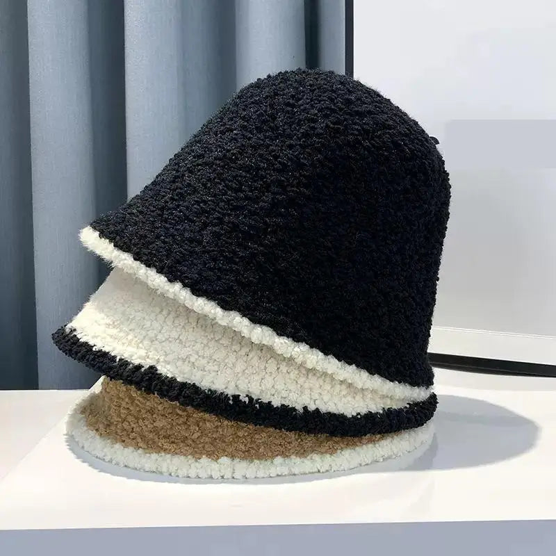 COKK Bucket Hat Women Winter Knitted Casual Keep Warm Fishing Hat Female Thick Warm Fashion Design Korean Winter Cap Gorro New