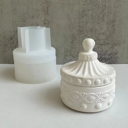 Gem Storage Box Silicone Mold DIY Concrete Round Bottle Making Mold, Used For Candle Cups, Jewelry Boxes, Vases, Fragrance Cups