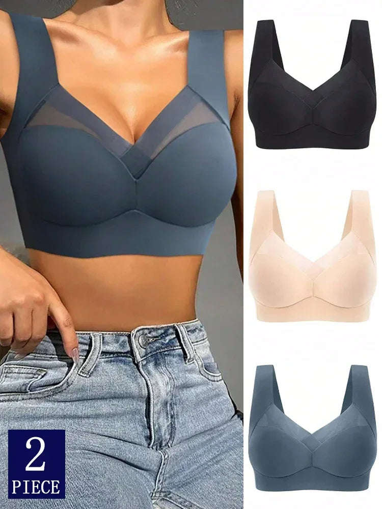 2 PCS Underwear Seamless Bra Women Is Sexy Large Size Tops Support Small Comfortable No Steel Ring Underwear L-6XL