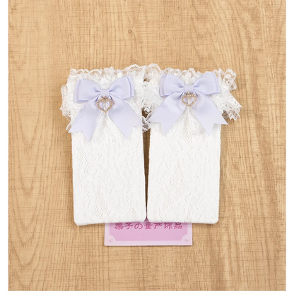 JK Lolita Lace Stockings Bow Knot Sweet Socks Female Long Stocking Teen Uniform Calf Socks Student Cute JK Socks
