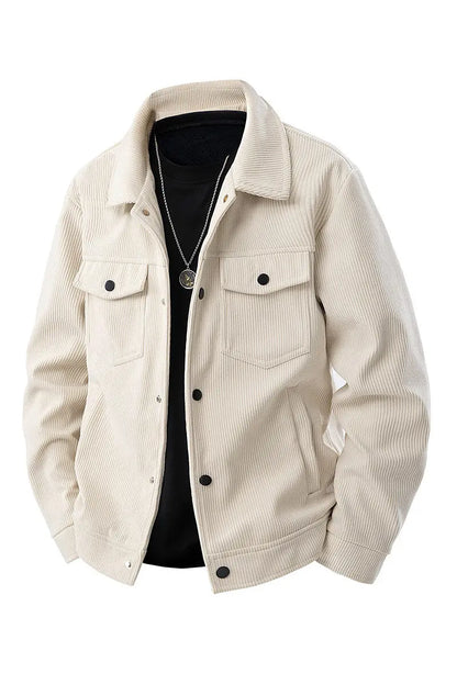 Spring and Autumn men's corduroy lapel jacket 2025 men's new American retro brand loose and handsome multi-pocket cargo jacket