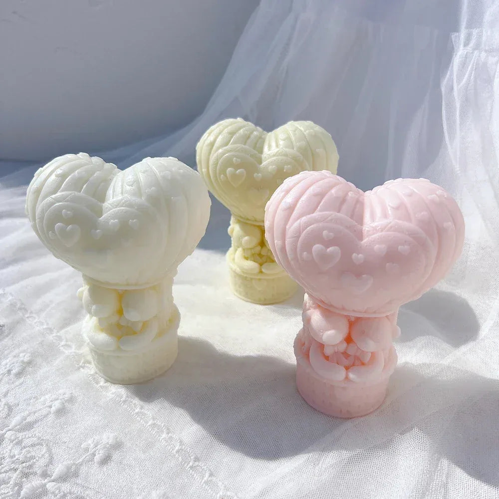 Teddy Bear in A Balloon Candle Mold Valentine's Day Gift idea sitting Bear Hot Air Balloon Silicone Mold Home Decor Wedding Gift