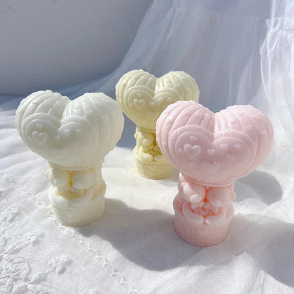 Teddy Bear in A Balloon Candle Mold Valentine's Day Gift idea sitting Bear Hot Air Balloon Silicone Mold Home Decor Wedding Gift