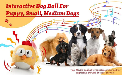 Interactive Dog Toy, Squeaky Moving Ball Toy with Jumping & Music Modes, Rechargeable Plush Chew Cute Pet Cat Dog Toys