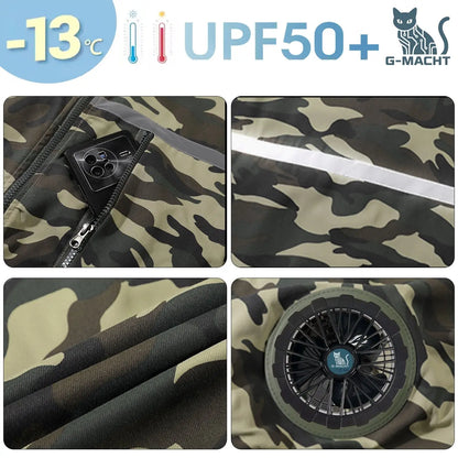 Summer 4 Fans Air Conditioning Cooling Vest Men Women Ultralight Outdoor Jacket Sun Protection Windbreaker Travel Fishing Sports
