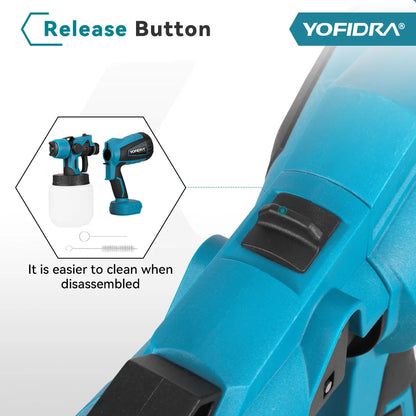 YOFIDRA 1000ML Electric Spray Gun Powerful Portable Paint Sprayer Cordless Furniture Coating Airbrush For Makita 18V Battery Pin