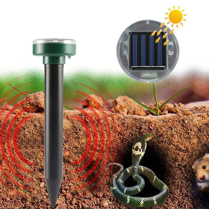 4PCS Solar Powered Ultrasonic Mouse Mole Repeller Rodent Deterrent Vibration Wave LED Lights For Yard Garden Park Farm Outdoor