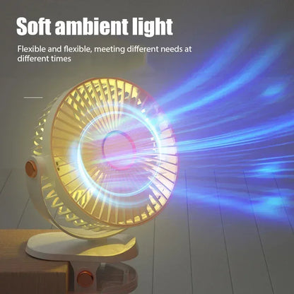 Xiaomi 2025 Clip-on Fan 8000mah  5 Speed Quiet Rechargeable Desktop Air Circulator Wireless Fan With LED Light For Office