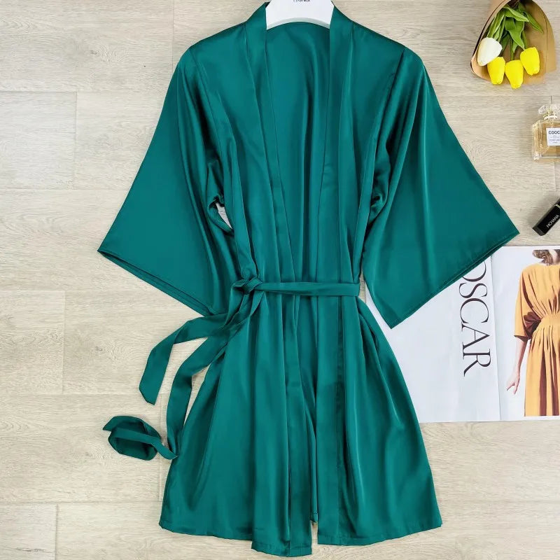 Green Robe Elegant Hem Lace Trim Bathrobe Gown Sleepwear Women Rayon Homewear Intimate Lingerie Bride Wedding Robe Loungewear