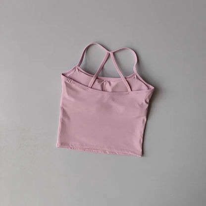 Women's Yoga Sports Fitness Vest, Pilates Running Bra, Thin Belt, Professional Training Underwear, Chest Mat, Fitness Gear