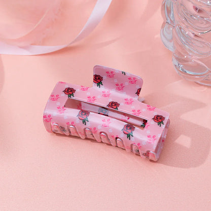 Valentine's Day Romantic Pink And Red Heart Grab Plastic Clip Large Square Hair Claw Back Updo Shark Clip Gifts For Grilfriend