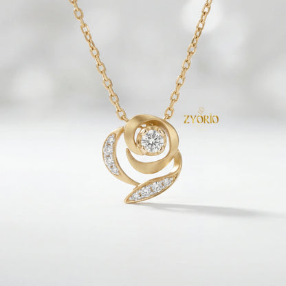 Silver Rose Gold Plated Diamond Pendant Necklace Luxury Engagement Wedding Party Jewelry Sparkling Diamond Women