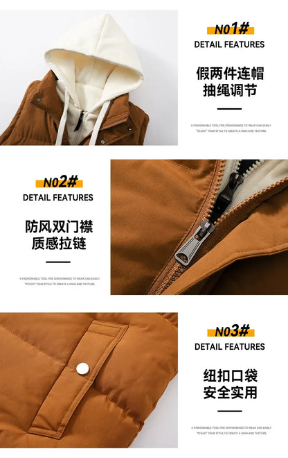 Unisex Fashion Hooded Vests Jacket Sleeveless Vest Autumn Thermal Soft Vests Casual Coats Male Cotton Men's Vest Men Thicken