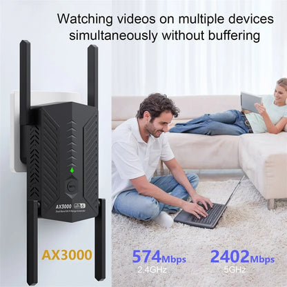 WIFI6 AX3000 Gigabit Wireless WiFi Repeater Router 4 High-gain Antenna 2.4/5Ghz Signal Booster Long Range Amplifer for Home