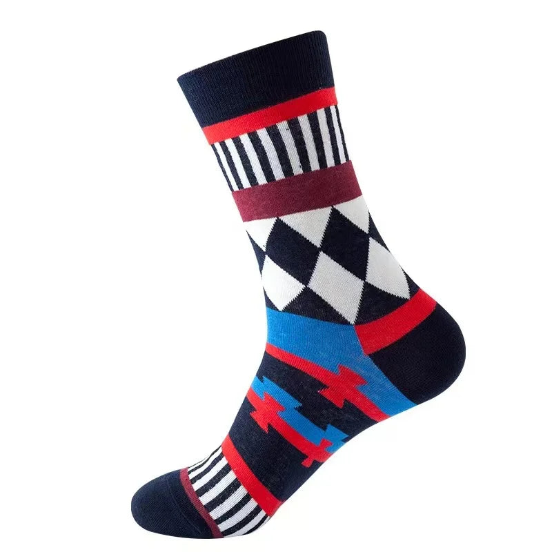 1 Pair Men Mathematical Letter Pattern Round Neck Socks Casual Fashionable Creative Breathable Comfortable Mid Length Socks