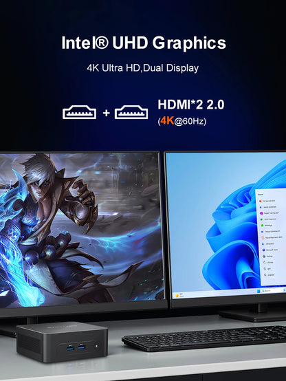 MLLSE M2 Plus Mini PC Intel Celeron 5205U Processor 8GB RAM 256GB ROM WiFi 5 BT4.2 Windows 11 Pro Desktop Computer