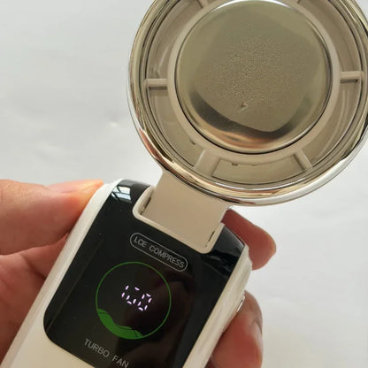 5-Speed Strong Cooling Mini Fan, Foldable & Neck Hanging - 9H Long Battery, Powerful Wind with LED for Office Outdoor Travel