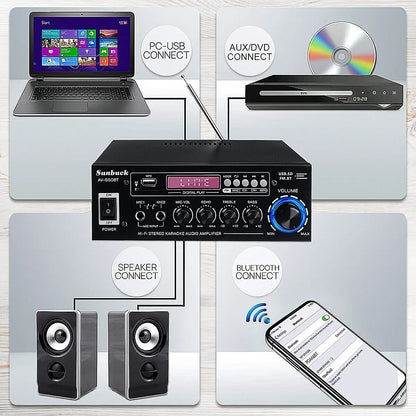AK35/AV-660BT Audio Power Amplifiers 2 Channel Bluetooth-Compatible HIFI Sound Amplificador 110/220V Home Theater Sound System