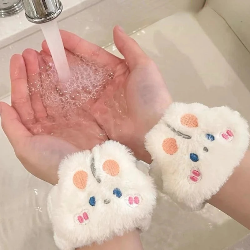 Reusable Face Wash Hand Wrist Strap 1Pair Cartoon Sweat Band Towel Band Comfortable Flexible Absorbent Wrist Strap for Face Wash