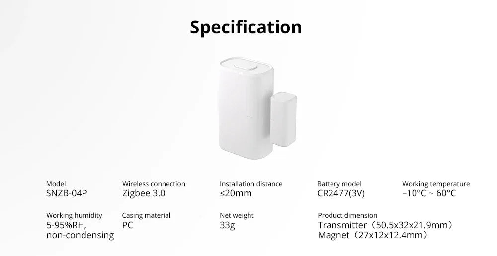 SONOFF SNZB-04P Sonoff Zigbee Door Sensor SNZB 04P Local Smart Scene Linkage Tamper Alert Home Security Work with Alexa Google