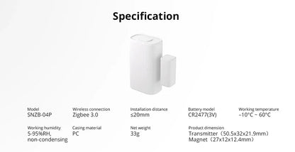 SONOFF SNZB-04P Sonoff Zigbee Door Sensor SNZB 04P Local Smart Scene Linkage Tamper Alert Home Security Work with Alexa Google