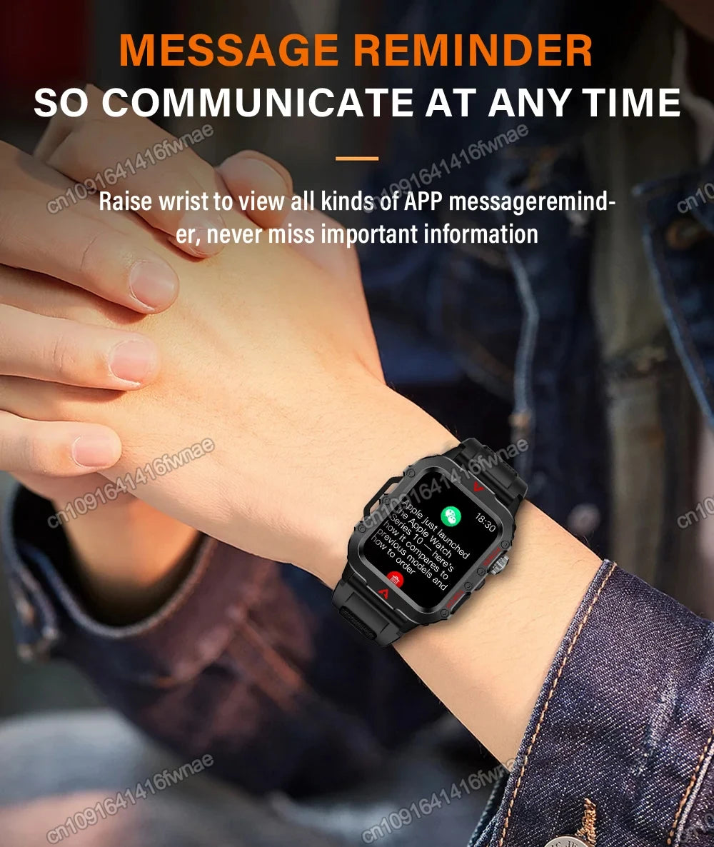 2025 Smartwatch Military Outdoor Sports Watches For Man Woman LED Flashlight Health Monitoring 1.73 inch Bluetooth Watches New