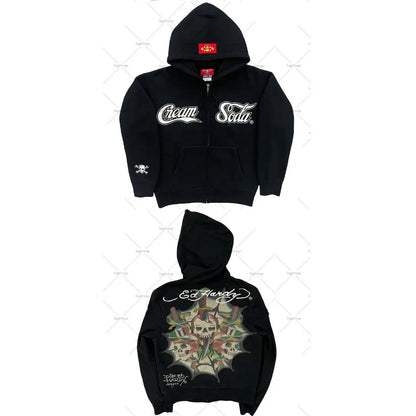 American Gothic Ro Skull Bones Oversized Hoodie Y2K Hip Hop Sle Streetwear No Brand Svel Other Material 00%