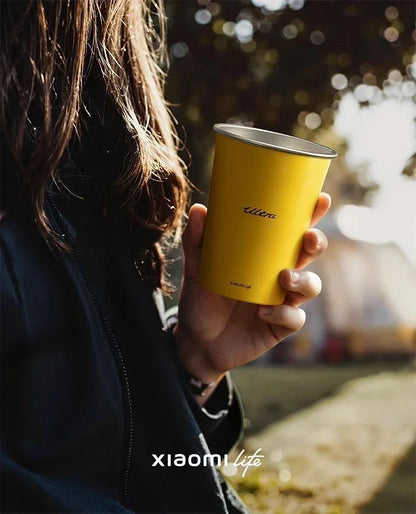 Mijia Life Ultra Yellow 304 Stainless Steel Drinking Cup 350ML Single-layer Rolled Edge Beer Outdoor Car Stacked Cold Drink Cup