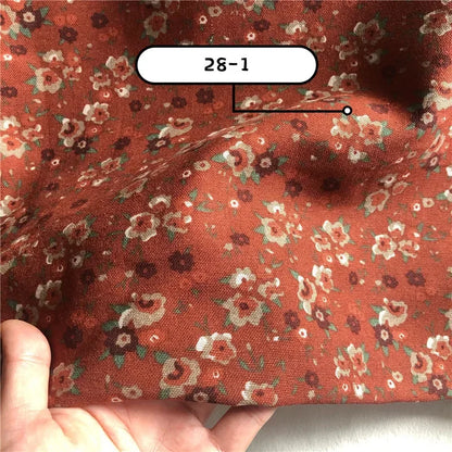 145cm Wide Printed Cotton and Linen Fabric Small Floral Patterns Retro Shirt Dress DIY Clothing Sewing Fabric 90% Cotton Content