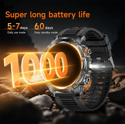 LIGE AMOLED Smart Watch Men with Flashlight Sports IP68 Waterproof Fitness Tracker Bluetooth Call Smartwatch Man for Android iOS