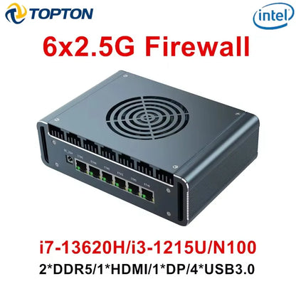 Topton Intel Core i7 13620H i3 1220P N300 3 100U Firewall Mini PC 6x2.5G LAN DDR5 NVMe Proxmox pfSense OPNsense Mini Computer