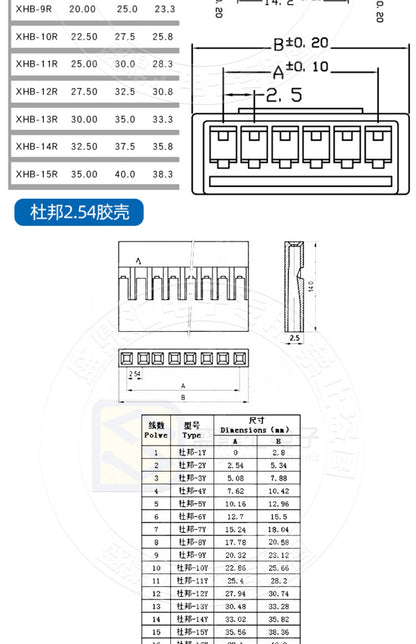 1.25/1.5/HY/PH2.0/XH/XHB/Dupont/SM2.54/2510/VH3.96 Connector Cable 2-6P Plug Socket Male Female Wire Connector Extension Cable