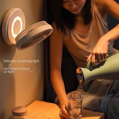 Edon Air Circulation Fan Wireless Suspended USB Rechargeable Night Light Touch Control 4 Wind Speed Folding Electric Fan Home